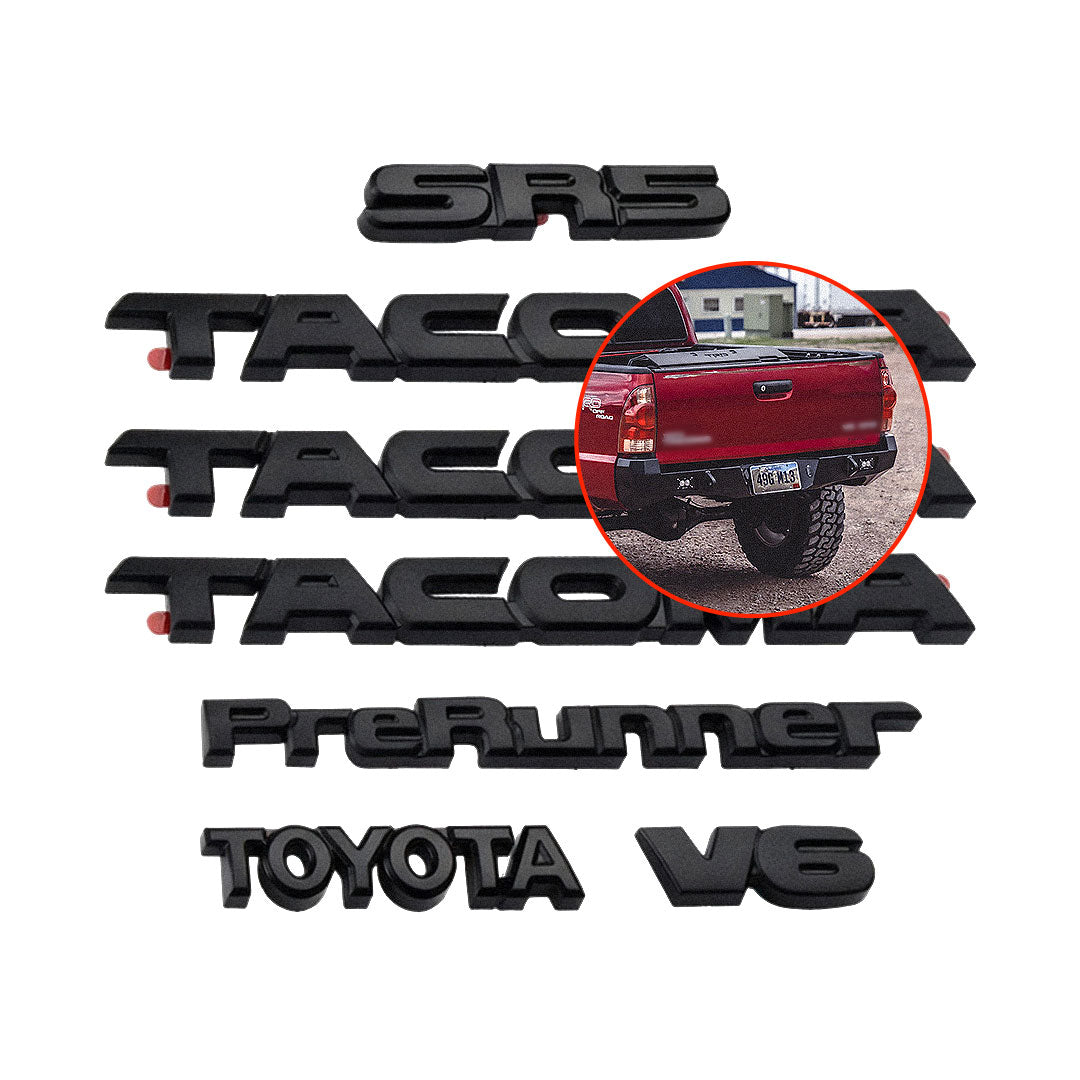 thumbnail image 2 of 4PCS Matte Black Overlay Emblem Kit For 2005-2015 Tacoma V6 – Rear Nameplate 2 of 4