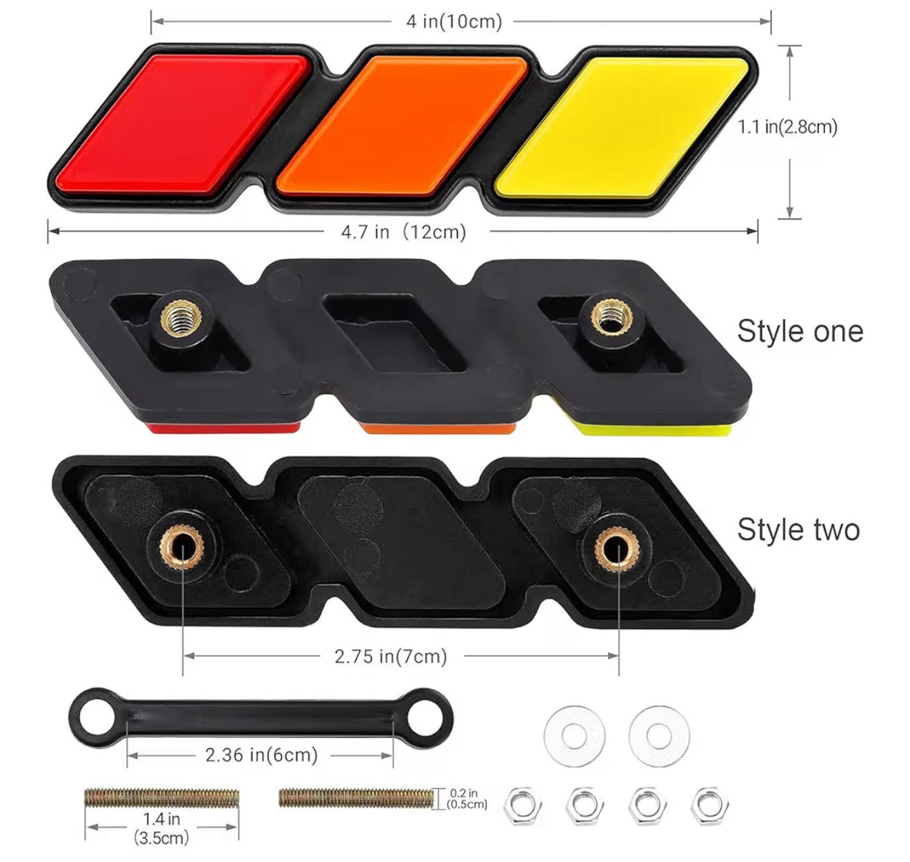 TriColor 3 Color Grille Badge Emblem