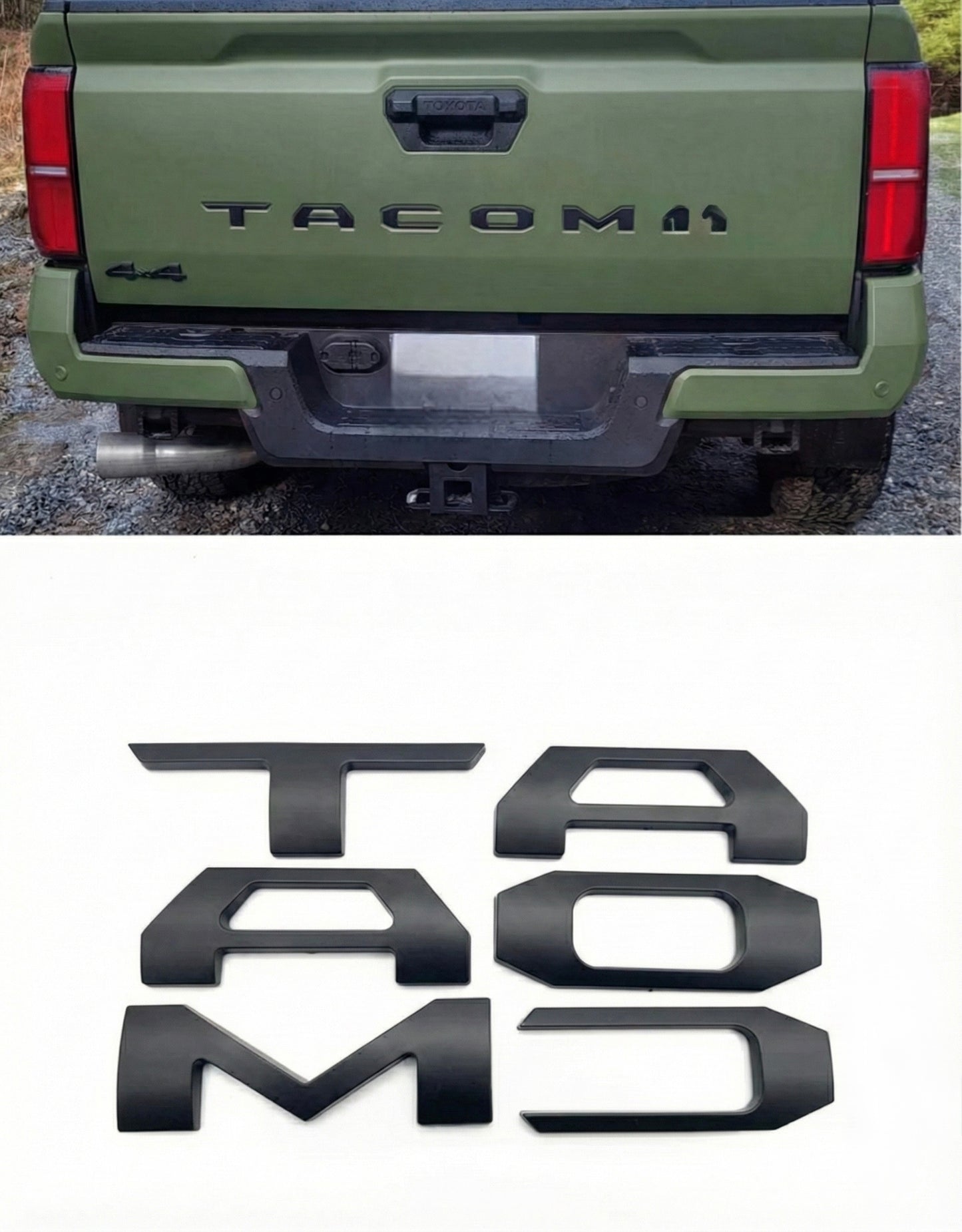 Matte Black Raised Tailgate Insert Letters Tailgate Letters Insert Plastic ABS Badge Fits 2024-2026 Tacoma