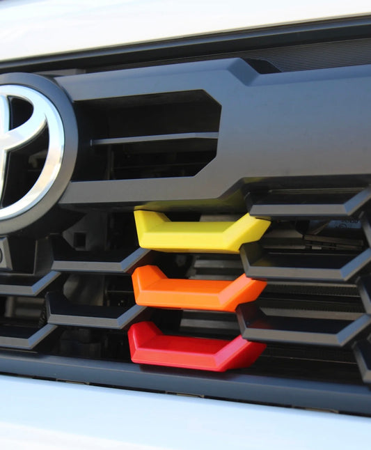 Heritage Style Tri-Color Grille Bar Overlays Tacoma 2024-2026