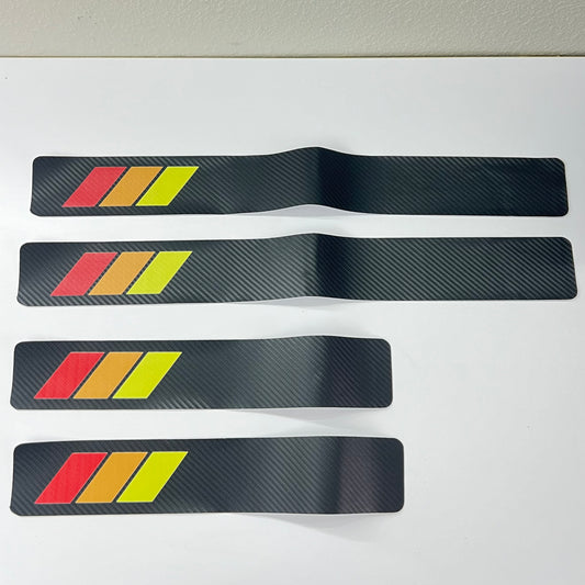 4Pcs-Tri-Color Carbon Fiber Car Door Sill Protector  Sticker Fits Toyota Camry, Corolla, Tacoma, RAV4, Sequoia, Tundra, 4Runner & Highland