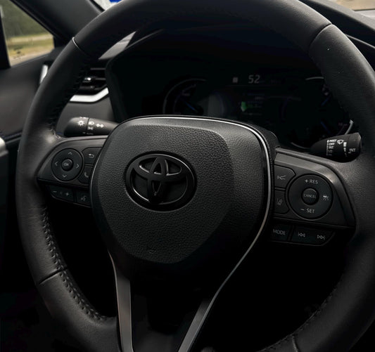 Matte Black Steering Wheel Emblem Overlay Fits Camry, Rav-4, Corolla, Tundra, Tacoma, Highlander, 4-Runner & Chr