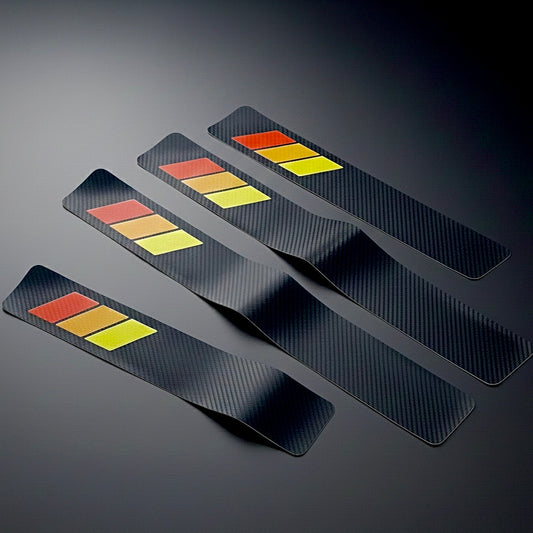 4Pcs-Tri-Color Carbon Fiber Car Door Sill Protector (Universal Fit)